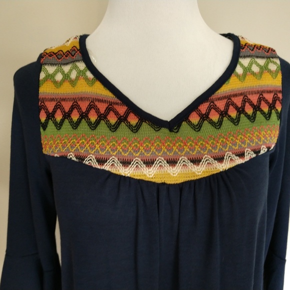 Navy Dress - Embroidery Neckline - Picture 5 of 8